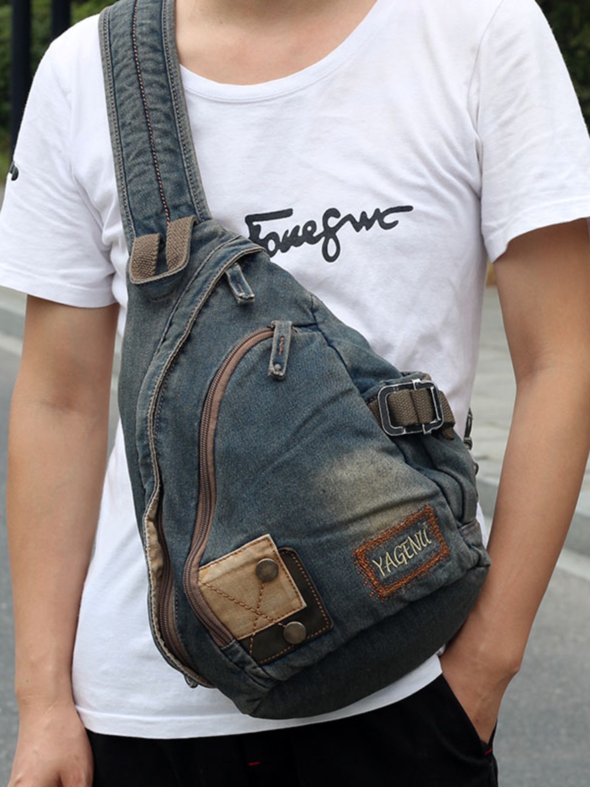Retro Vintage Korean Fashion - Retro Denimowa Torba Crossbody Unisex Casualowa