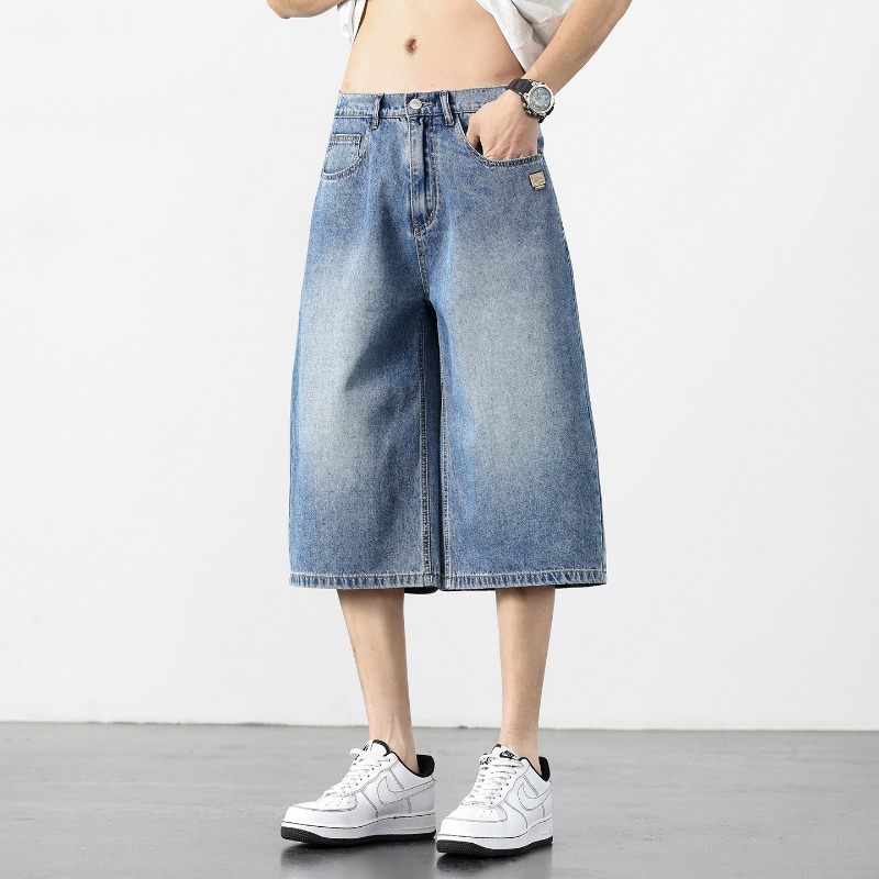 Retro Vintage Korean Fashion - Męskie dżinsowe szorty American Vintage, luźne