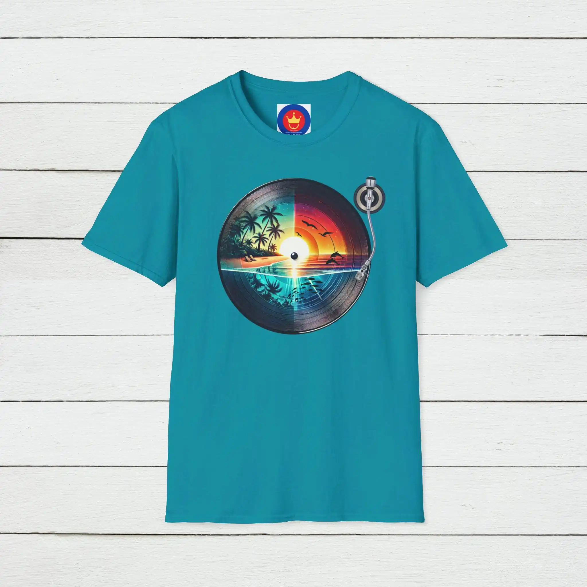 Vintage Vibes Fashion - Koszulka Retro Beach Vinyl z motywem