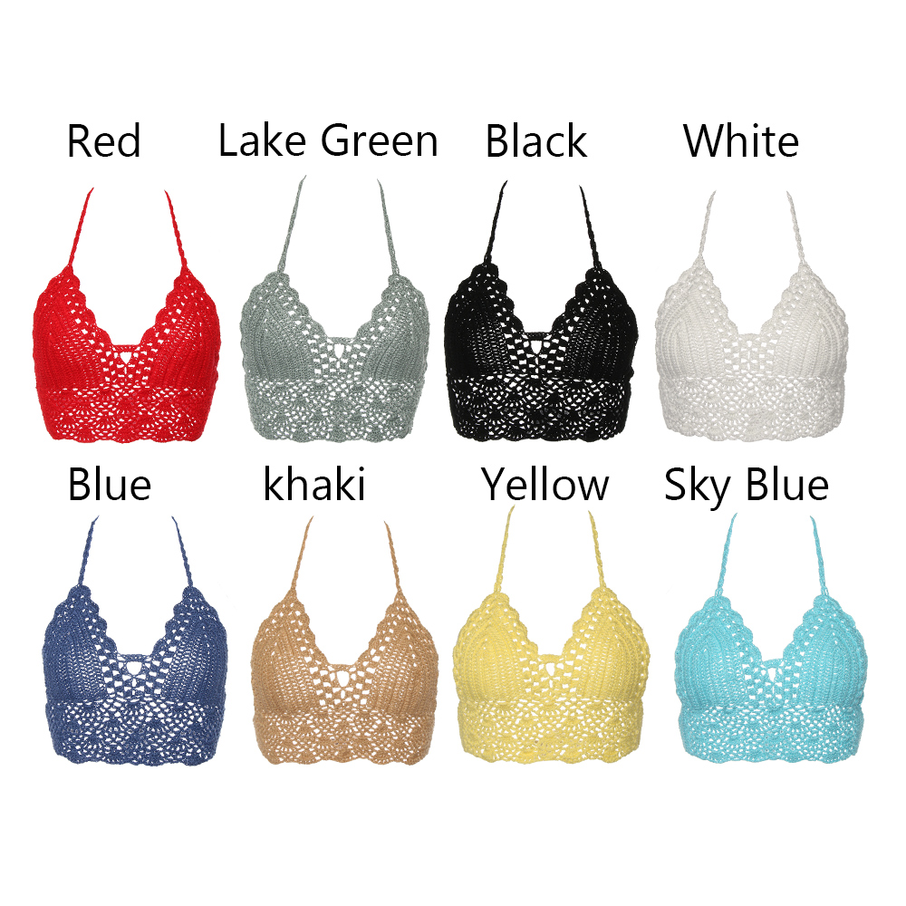 Crochet Top Boho - Nowy seksowny bikini krótki top szydełkowy