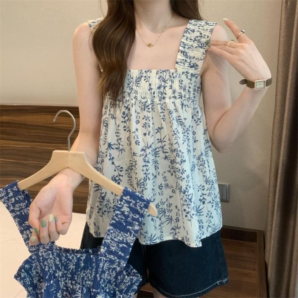 Crochet Top Boho - Elegancki top bez rękawów z kwadratowym
