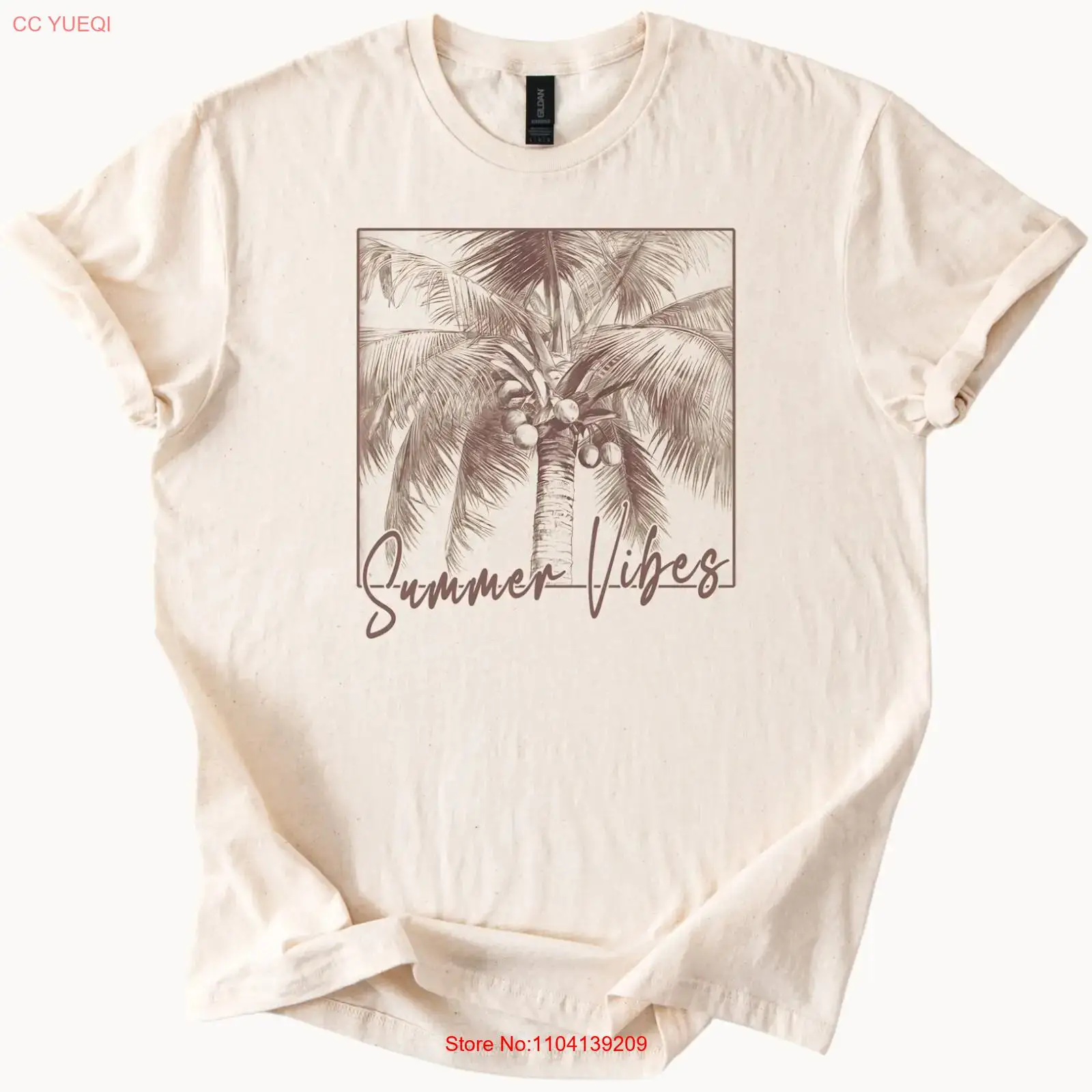 Vintage Vibes Fashion - Letnie nastroje, koszulka z palmami, plażowa,