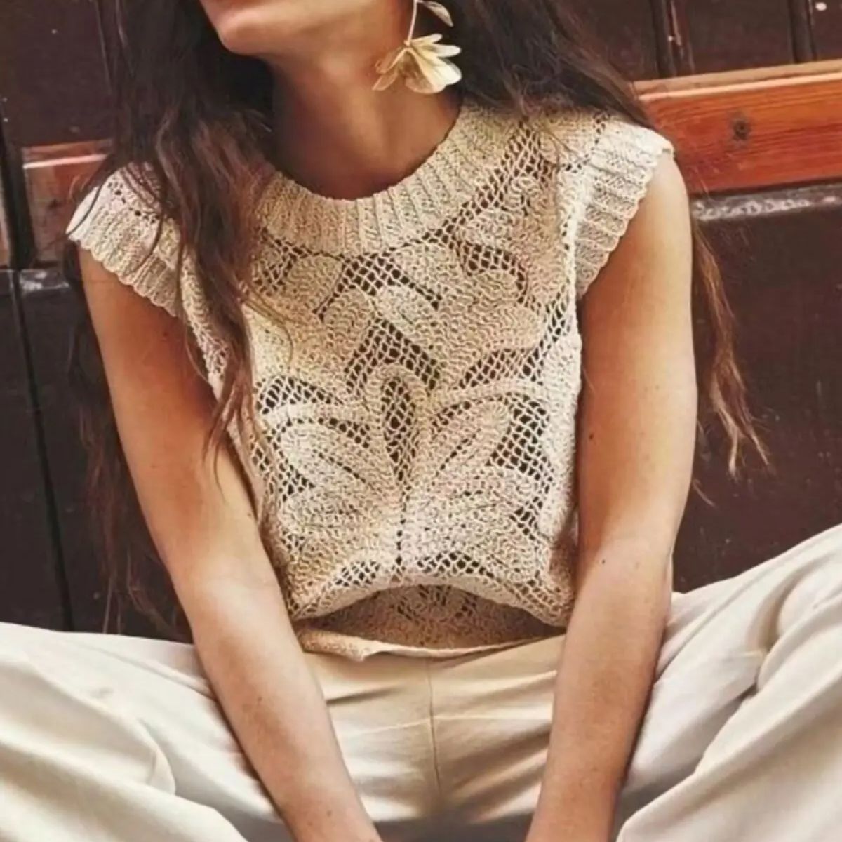 Crochet Top Boho - Letnia Nowa Damska Boho Szydełkowa Kamizelka
