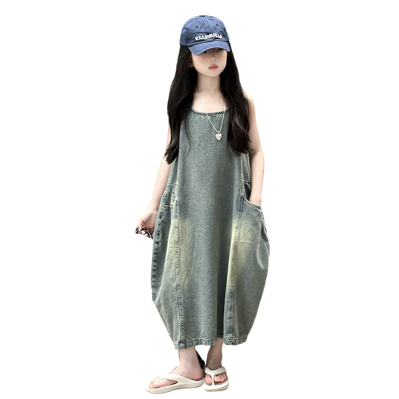 Vintage Fashion Streetwear - Vintage Blue Children Girls Wysokiej jakości