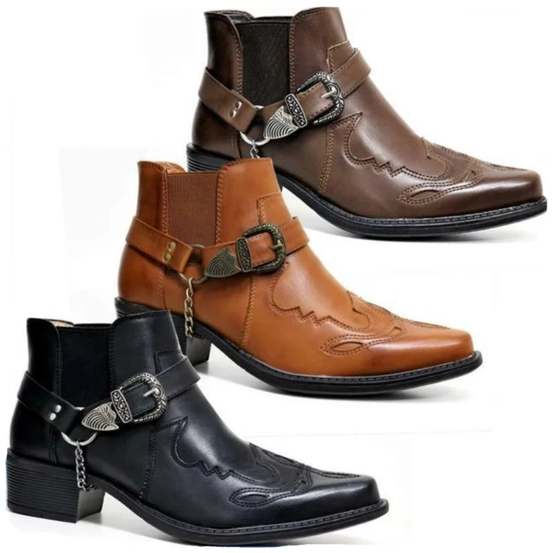 Vintage Fashion Streetwear - Moda 2026 Męskie buty kowbojskie w