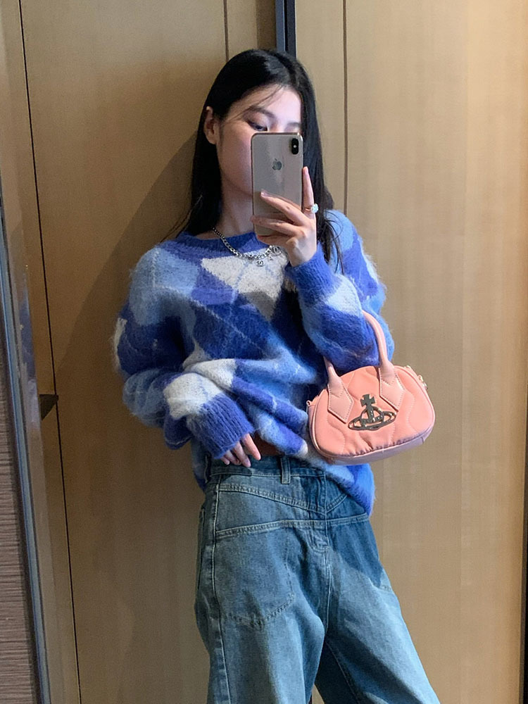 Koreański Fashion Plaid sweter – Retro Vintage Korean Fashion recenzja i cena