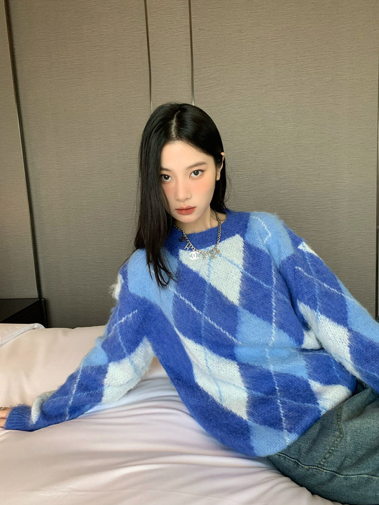 Koreański Fashion Plaid sweter – Retro Vintage Korean Fashion recenzja i cena
