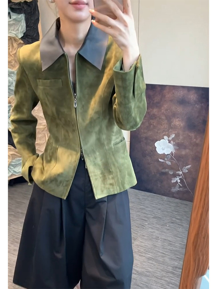 Retro styl, zielona kurtka zam – Retro Vintage Korean Fashion recenzja i cena