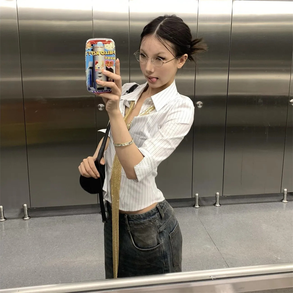 Koszula w paski damska codzien – Retro Vintage Korean Fashion recenzja i cena