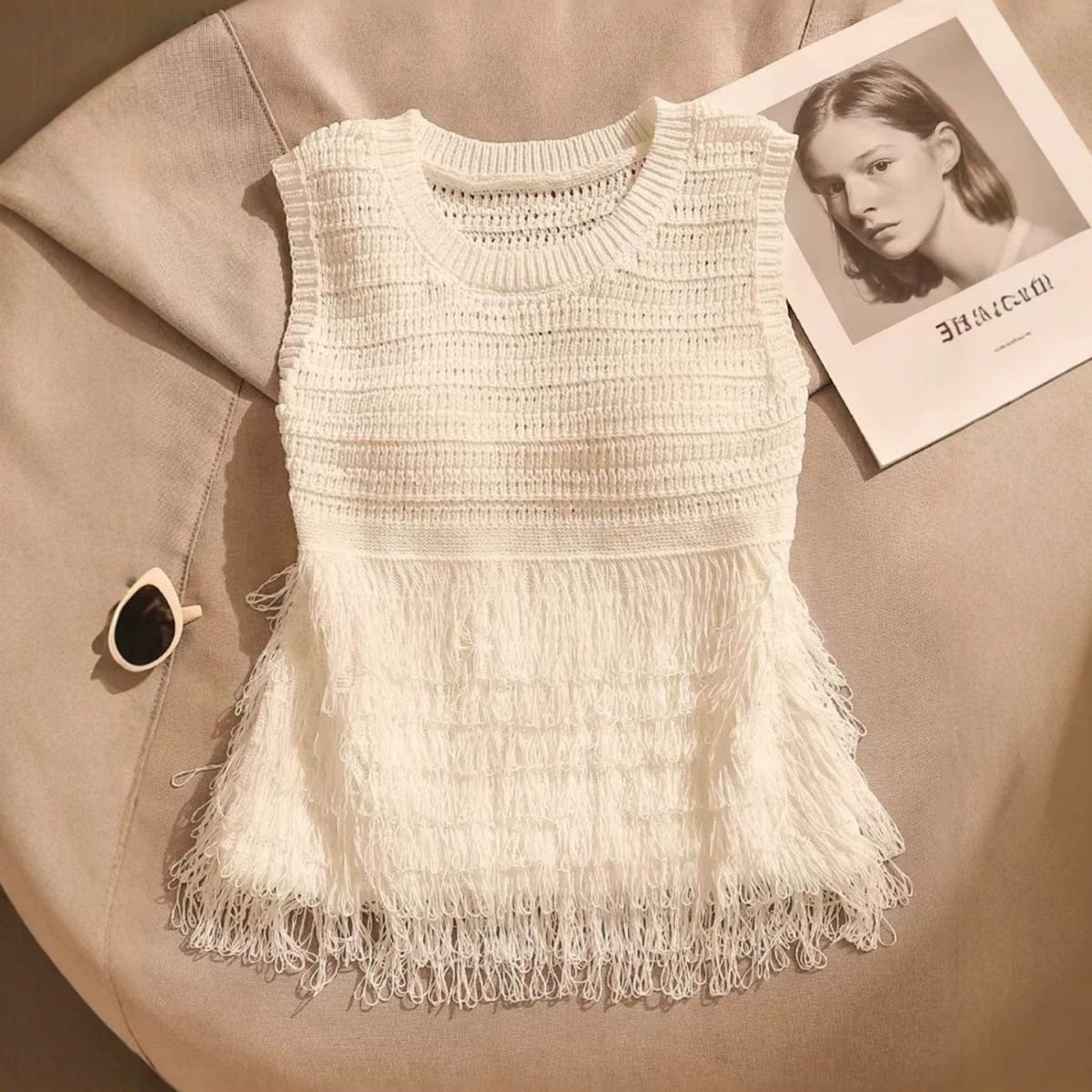 Damska dziergana bluzka bez rę – Crochet Top Boho recenzja i cena