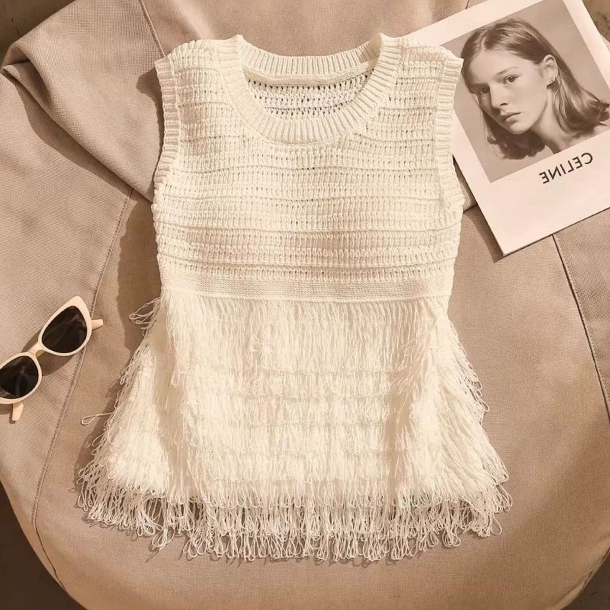 Damska dziergana bluzka bez rę – Crochet Top Boho recenzja i cena