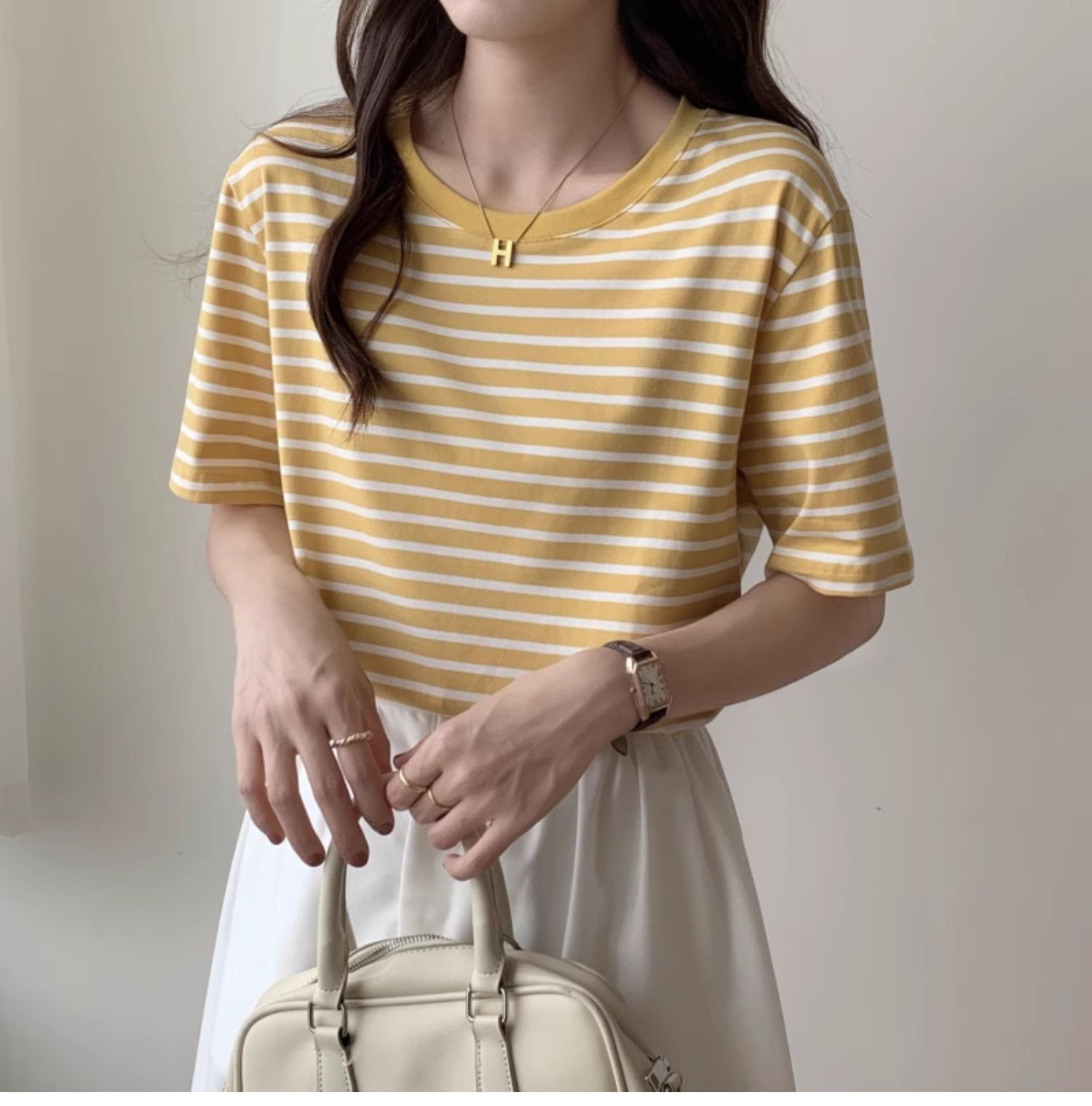 Damska koszulka w paski vintag – Retro Vintage Korean Fashion recenzja i cena
